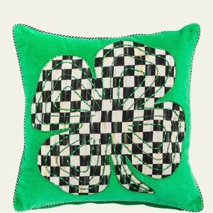 NWOT Mackenzie-Childs Shamrock Velvet Throw Pillow